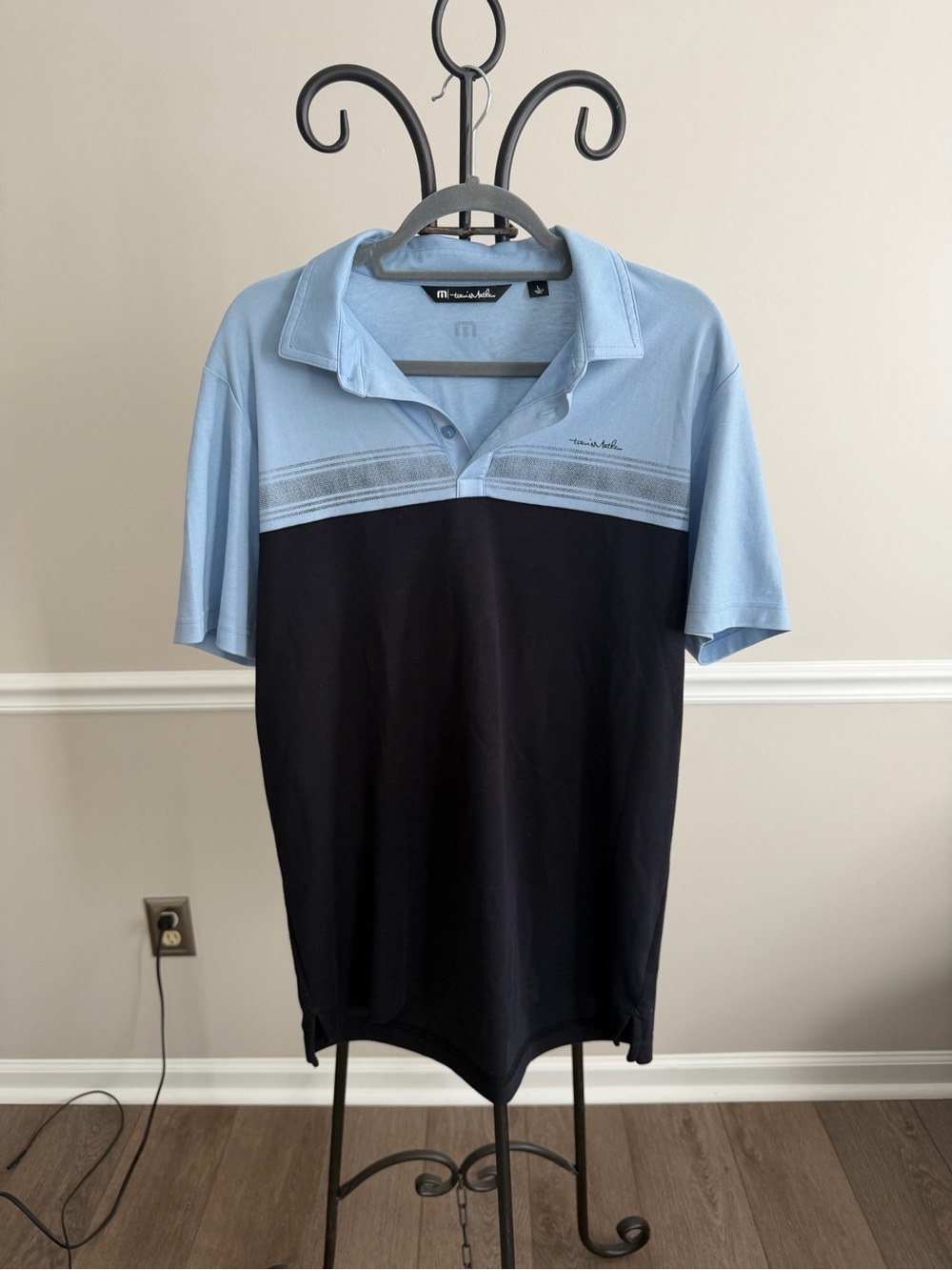 TravisMathew Men’s L Golf Polo Shirt Blue Pima Cotton Performance Polo